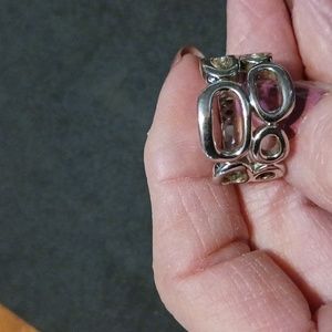 Womans  Bold Ring  7 Cut Outs. Marked S